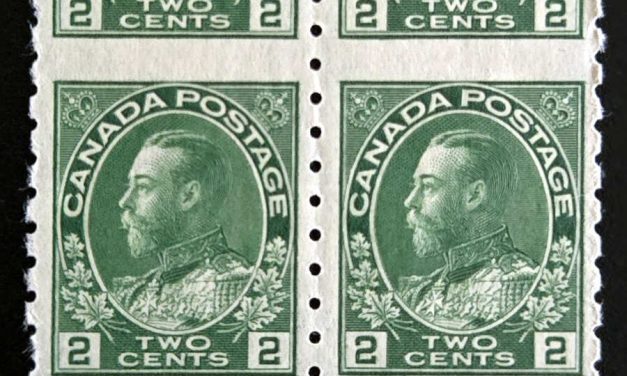 Canada #128a VFNH 1924 2c Admiral Perf by Imperf Block (6)