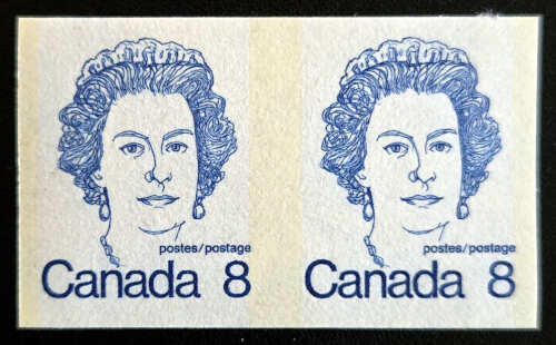 Canada #604iii VFNH 1974 8c QEII Imperf Pair