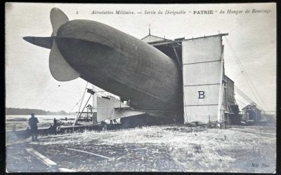 France Unu Airship Patrie exiting hangar Postcard