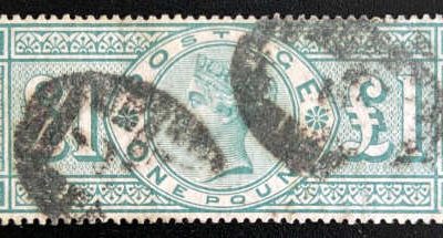 G.B. #124 Used 1891 QV Pound Green