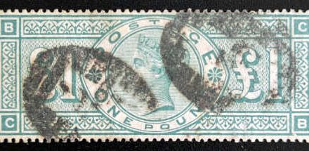 G.B. #124 Used 1891 QV Pound Green