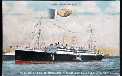 S.S. Empress of Ireland Unu colour Hands Across the Sea Postcard