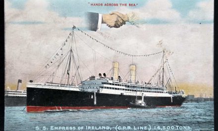 S.S. Empress of Ireland Unu colour Hands Across the Sea Postcard