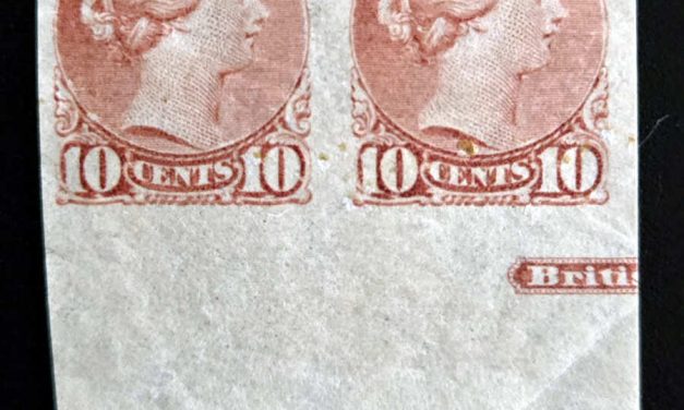 Canada #45c VF Mint 1 NH 1897 10c SQ partial imprint Imperf Pair, 300 made