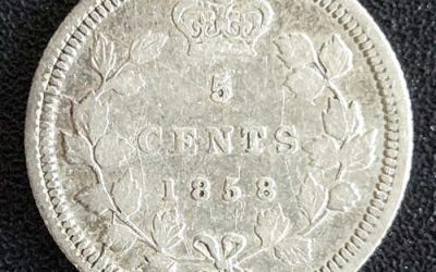 Canada EF40 1858 QV Silver first 5 Cents