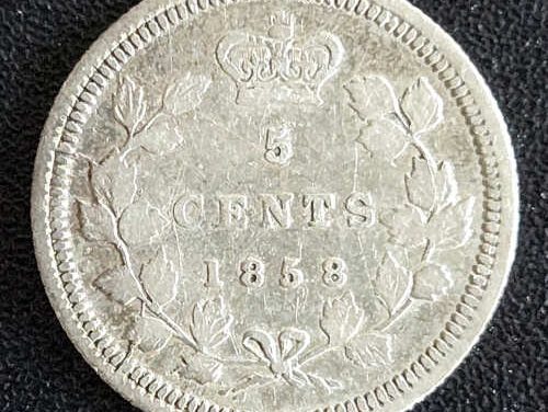 Canada EF40 1858 QV Silver first 5 Cents