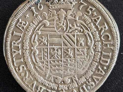 Austria Unc 1675 IAN Silver Leopold 15 Kreuzer struck at Graz