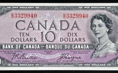 Canada #BC32b Gem Unc 1954 Devil’s Face Variety $10 Bill