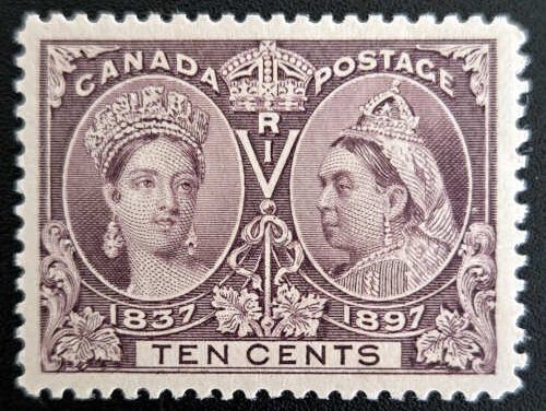 Canada #57iii VF Mint 1897 10c Re-entry in P and Oval