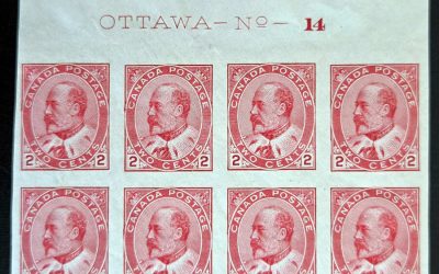 Canada #90A VFNH 1903 2c top margin Pl 14 Imperf Block (8)
