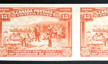 Canada #102a VFNH 1908 15c Quebec wing margin Imperforate Pair, 100 pairs printed