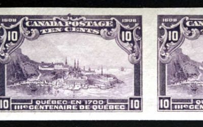 Canada #101a VFNH 1908 10c Quebec left sheet margin Imperf Pair, 100 pairs made