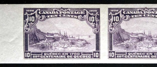 Canada #101a VFNH 1908 10c Quebec left sheet margin Imperf Pair, 100 pairs made