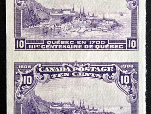 Canada #101i VF Unu 1908 10c Imperf Pair, 100 made