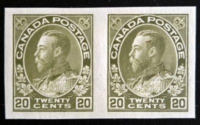 Canada #119a VF Mint 20c Admiral Imperforate Pair, 50 made, $3000