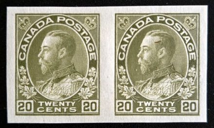 Canada #119a VF Mint 20c Admiral Imperforate Pair, 50 made, $3000