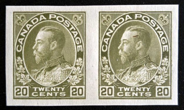 Canada #119a VF Mint 20c Admiral Imperforate Pair, 50 made, $3000