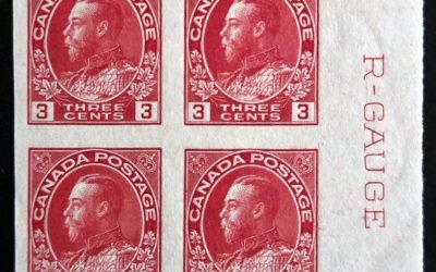 Canada #138 VF Mint 2 NH 3c R-Gauge Imperf Block (4)