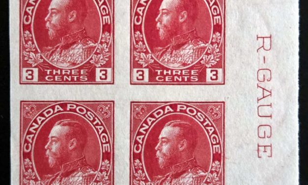 Canada #138 VF Mint 2 NH 3c R-Gauge Imperf Block (4)