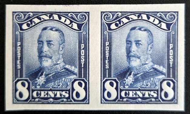 Canada #154a VF Mint 1928 8c Imperforate Pair, 250 made
