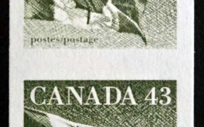 Canada #1395ii VFNH 1992 43c Hibrite Paper Imperf Pair