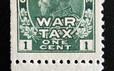 Canada #MR1LW VF Mint HR War Tax Lathework