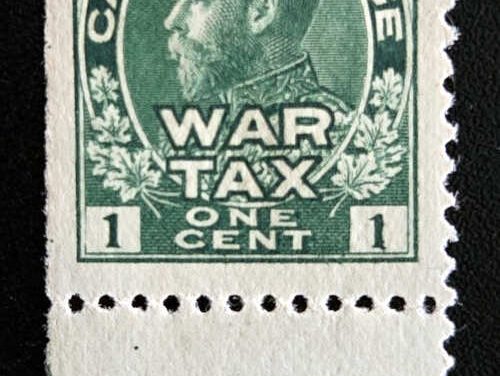 Canada #MR1LW VF Mint HR War Tax Lathework