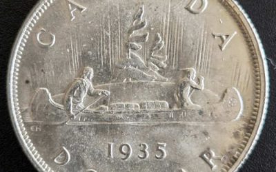 Canada BU 1935 Double XXV Variety Silver Dollar