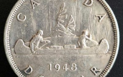 Canada AU 1948 George VI Voyageur Silver Dollar $2400+