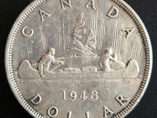 Canada AU 1948 George VI Voyageur Silver Dollar $2400+