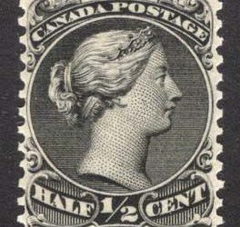 Canada #21 1/2c black 1868 issued QV Large Queen