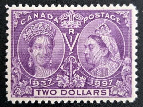 Canada #62 VF Mint 1897 $2 Jubilee, pencil signed $2000