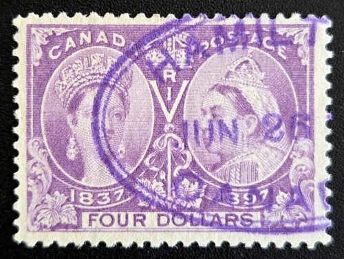 Canada #64 VF matching oval Used 1897 $4 Jubilee