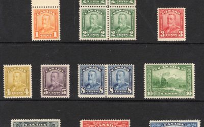 31 Canada #149-158 Mint 1928/29 Geo V Scroll to 50c Bluenose $434. (14)