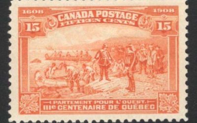 Canada #102 15c Champlain’s Departure, from the 1908 Quebec Tercentenary series