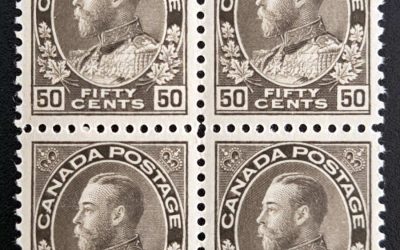 Canada #120 VFNH 1925 50c Admiral Block, lt bend in one (4)
