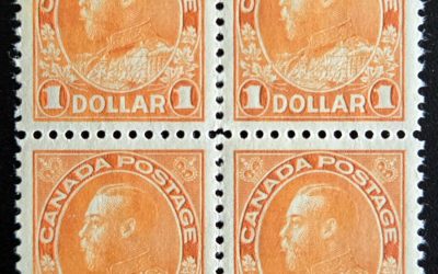 Canada #122 VFNH 1925 $1 Dry Printing Block (4)