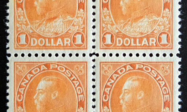 Canada #122 VFNH 1925 $1 Dry Printing Block (4)