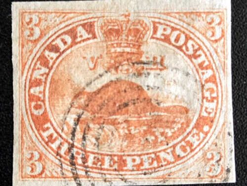 Canada #1 VF Used 1851 3d Beaver, ex Camelia PLC $1600