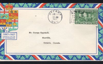 Canada #142 1927 Confederation issue FDC, on attractive “Eppstadt” illustrated cachet cover
