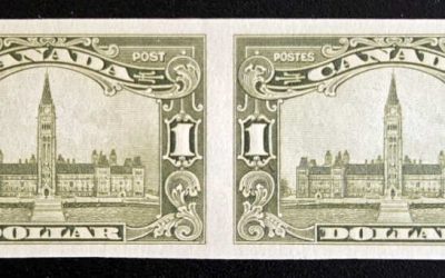 Canada #159a VFNH 1929 $1 Parliament Imperf Pair