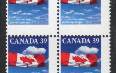 Canada #1166 Never Hinged 1989 39c Flag Misperf Block (4)