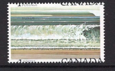 Canada #726 Fundy with “split inscription” misalignment