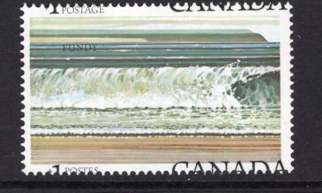 Canada #726 Fundy with “split inscription” misalignment