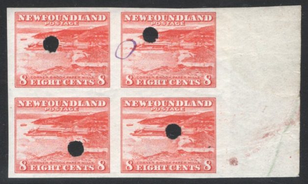 Newfoundland #259ii VFNH 1941/44 8c wing margin Imperf Block