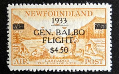 Newfoundland #C18 Never Hinged 1933 $4.50 on 75c Airmail, Elliott b/s