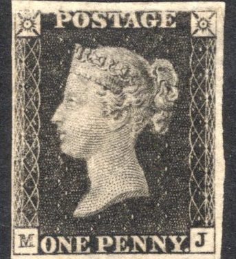 Great Britain #1 F/VF unused (no gum) 1840 Penny Black US$12,500