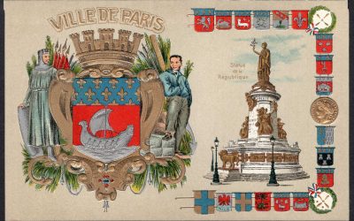 Ville de Paris Unu embossed Guggenheim colour Heraldic Postcard