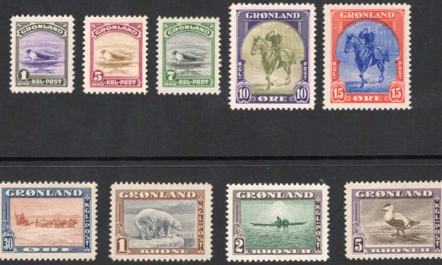 Greenland #10-18. Complete mint hinged set of the 1945 Pictorial series of 9 stamps