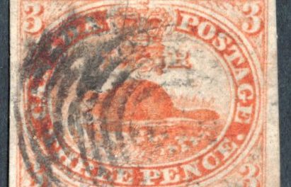 Canada #4d VF used 3d imperforate “Beaver” thin-paper